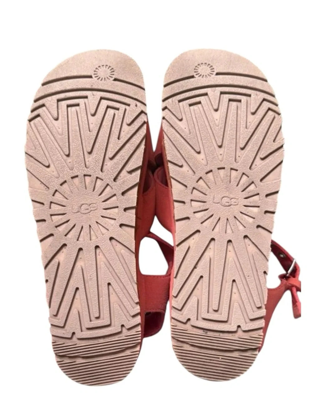 Ugg Aubrey Ankle Strap Platform Comfort Sandals Coral 9.5 Retro Boho Resort Chic